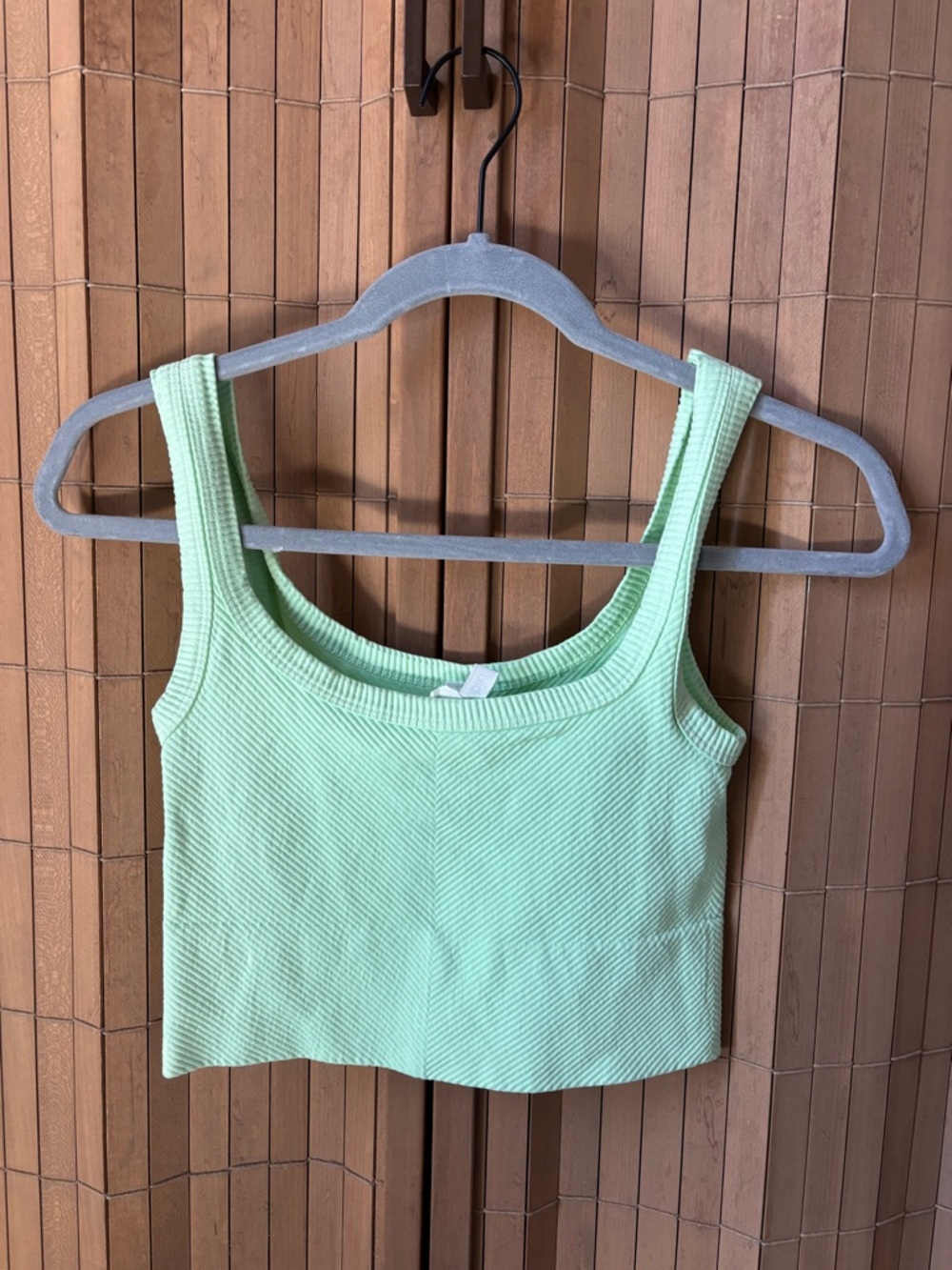 Women's Ribbed Square-Neck Crop Tank Top - Mint Green